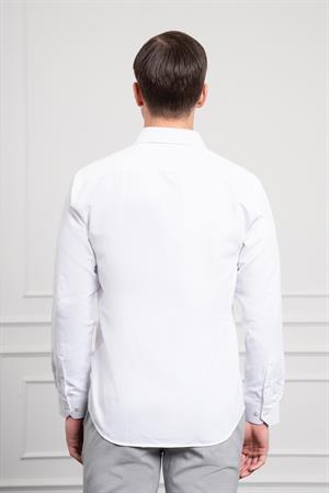 Morven Erkek Beyaz Trend İtalyan Yaka  Slim Fit Dar Kesim Gömlek