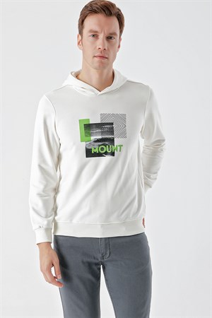 Morven Erkek Beyaz Trend Kapüşonlu Sweat-Shirt