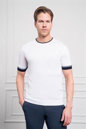 Morven Erkek Beyaz Trend  Polo Yaka Dinamik Fit Rahat Kesim T-Shirt