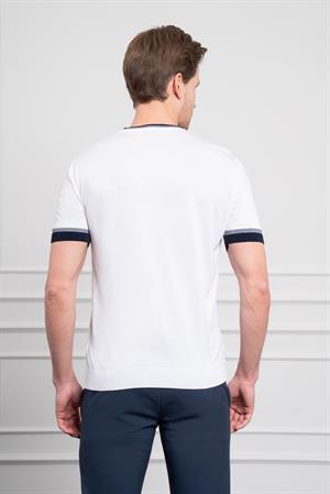 Morven Erkek Beyaz Trend  Polo Yaka Dinamik Fit Rahat Kesim T-Shirt