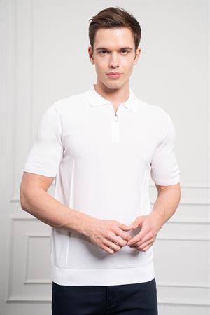 Morven Erkek Beyaz Trend  Polo Yaka  Dinamik Fit Rahat Kesim T-Shirt