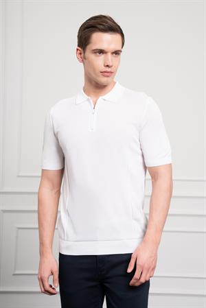 Morven Erkek Beyaz Trend  Polo Yaka  Dinamik Fit Rahat Kesim T-Shirt