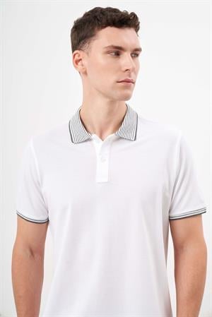 Morven Erkek Beyaz Trend Polo Yaka Dynamic Fit T-Shirt