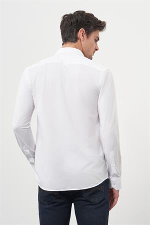 Morven Erkek Beyaz Trend Slim Fit İtalyan Yaka Gömlek