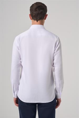 Morven Erkek Beyaz Trend Slim Fit İtalyan Yaka Gömlek