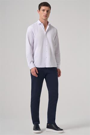 Morven Erkek Beyaz Trend Slim Fit İtalyan Yaka Gömlek