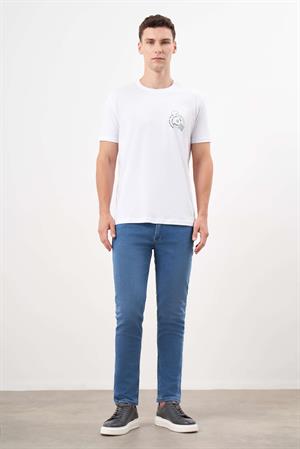 Morven Erkek Beyaz Trend Süprem Baskılı Bisiklet Yaka Dynamic Fit T-Shirt