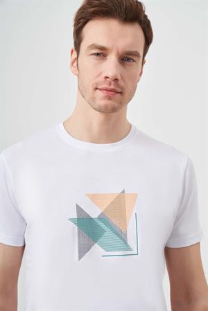Morven Erkek Beyaz Trend Süprem Baskılı Bisiklet Yaka Dynamic Fit T-Shirt