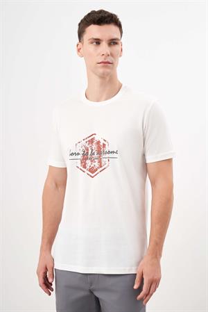 Morven Erkek Beyaz Trend Süprem Baskılı Bisiklet Yaka Dynamic Fit T-Shirt