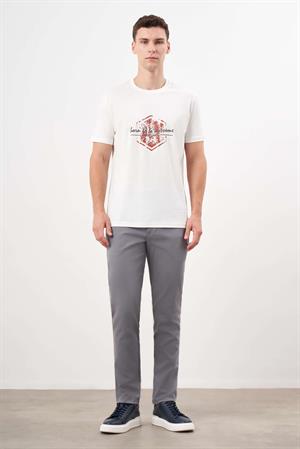 Morven Erkek Beyaz Trend Süprem Baskılı Bisiklet Yaka Dynamic Fit T-Shirt