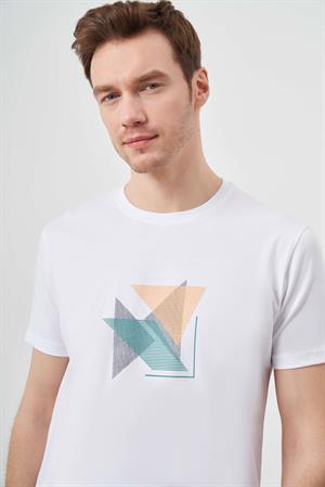 Morven Erkek Beyaz Trend Süprem Baskılı Bisiklet Yaka Dynamic Fit T-Shirt
