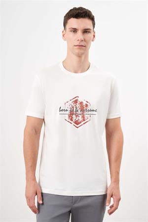 Morven Erkek Beyaz Trend Süprem Baskılı Bisiklet Yaka Dynamic Fit T-Shirt