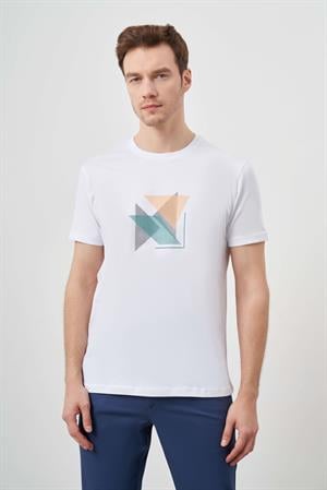 Morven Erkek Beyaz Trend Süprem Baskılı Bisiklet Yaka Dynamic Fit T-Shirt
