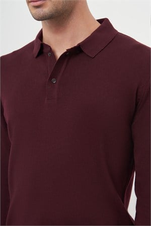 Morven Erkek Bordo Basic Polo Yaka Dynamic Fit Rahat Kesim Triko