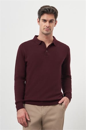 Morven Erkek Bordo Basic Polo Yaka Dynamic Fit Rahat Kesim Triko