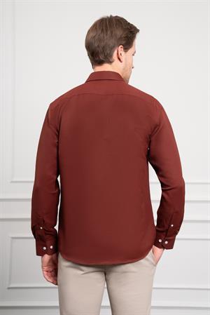 Morven Erkek Bordo Trend İtalyan Yaka  Slim Fit Dar Kesim Gömlek