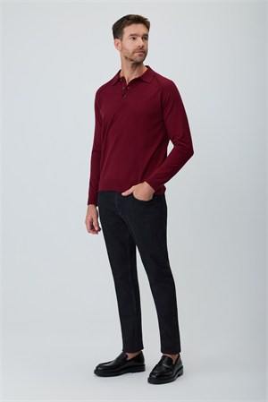 Morven Erkek Bordo Trend Polo Yaka Reglan Kol Triko Kazak