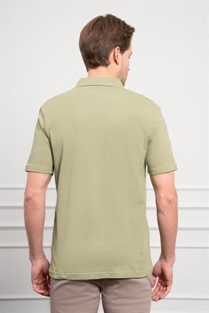 Morven Erkek Çağla Yeşili Trend Apaçi Yaka Dynamic Fit Kısa Kollu Gömlek