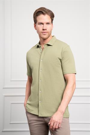 Morven Erkek Çağla Yeşili Trend Apaçi Yaka Dynamic Fit Kısa Kollu Gömlek