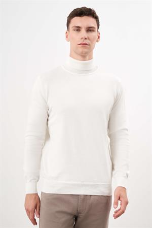 Morven Erkek Ekru Basic Balıkçı Yaka Dynamic Fit Rahat Kesim Triko