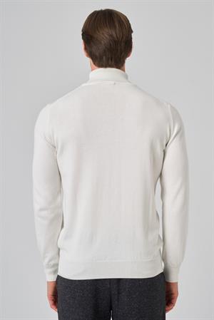 Morven Erkek Ekru Basic Balıkçı Yaka Dynamic Fit Rahat Kesim Triko