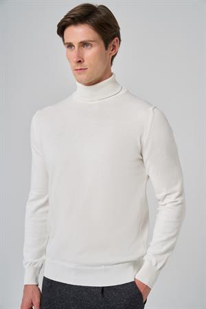 Morven Erkek Ekru Basic Balıkçı Yaka Dynamic Fit Rahat Kesim Triko