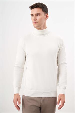 Morven Erkek Ekru Basic Balıkçı Yaka Dynamic Fit Rahat Kesim Triko