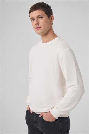 Morven Erkek Ekru Basic Bisiklet Yaka Sweatshirt