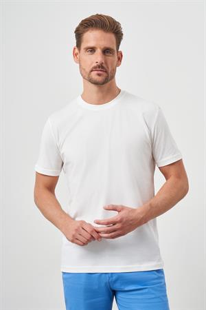 Morven Erkek Ekru Basic Bisiklet Yaka Dynamic Fit T-Shirt