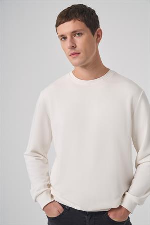 Morven Erkek Ekru Basic Bisiklet Yaka Sweatshirt