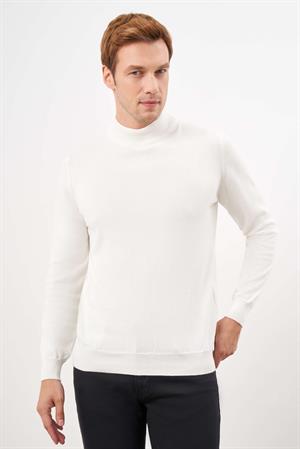 Morven Erkek Ekru Basic Yarım Balıkçı Yaka Dynamic Fit Rahat Kesim Triko