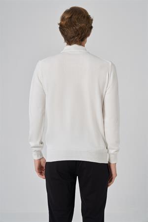 Morven Erkek Ekru Basic Yarım Balıkçı Yaka Dynamic Fit Rahat Kesim Triko