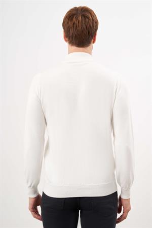 Morven Erkek Ekru Basic Yarım Balıkçı Yaka Dynamic Fit Rahat Kesim Triko