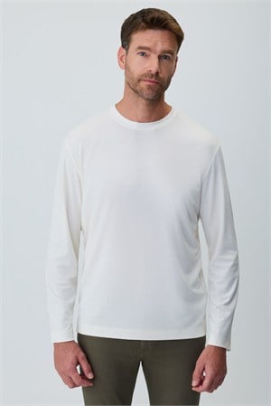 Morven Erkek Ekru Bisiklet Yaka Rayon Sweatshirt