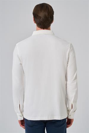 Morven Erkek Ekru Pamuk Trend Ağaç Kabuğu Desen Dinamik Fit İtalyan Yaka Gömlek