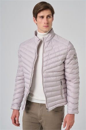 Morven Erkek Ekru Polyester Kısa Kapitone Mont