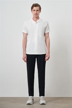 Morven Erkek Ekru Trend Apaçi Yaka Kısa Kollu Gömlek