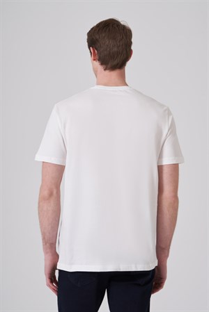 Morven Erkek Ekru Trend Baskılı Bisiklet Yaka Dinamik Fit T-shirt