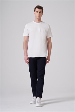 Morven Erkek Ekru Trend Baskılı Bisiklet Yaka Dinamik Fit T-shirt