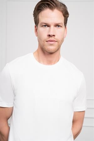 Morven Erkek Ekru Trend Bisiklet Yaka Pamuk Dinamik Fit T-Shirt