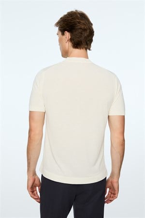 Morven Erkek Ekru Trend Bisiklet Yaka Rayon Triko T-Shirt