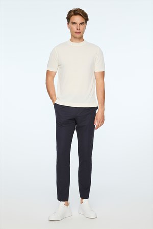 Morven Erkek Ekru Trend Bisiklet Yaka Rayon Triko T-Shirt