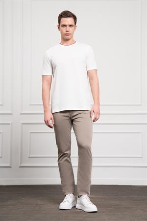 Morven Erkek Ekru Trend Bisiklet Yaka Dinamik Fit T-Shirt