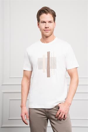 Morven Erkek Ekru Trend Bisiklet Yaka Dinamik Fit Pamuk T-Shirt