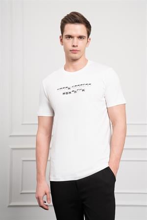 Morven Erkek Ekru Trend Bisiklet Yaka Dinamik Fit Pamuk T-Shirt