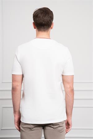 Morven Erkek Ekru Trend Bisiklet Yaka Dinamik Fit T-Shirt