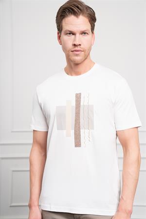 Morven Erkek Ekru Trend Bisiklet Yaka Dinamik Fit Pamuk T-Shirt