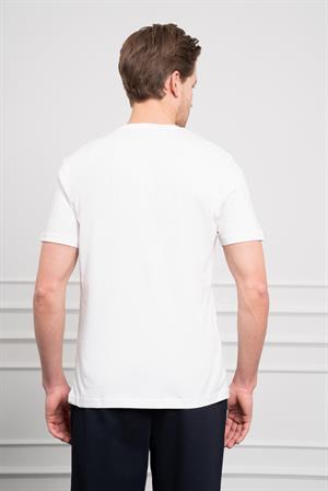 Morven Erkek Ekru Trend Bisiklet Yaka Pamuk Dinamik Fit T-Shirt