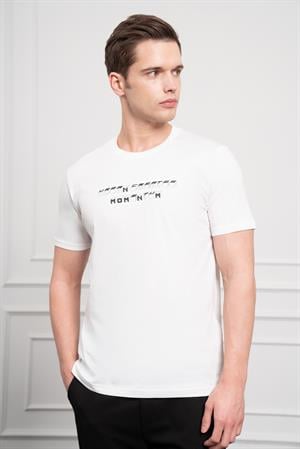Morven Erkek Ekru Trend Bisiklet Yaka Dinamik Fit Pamuk T-Shirt