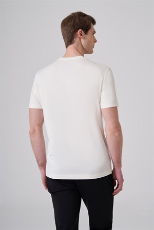 Morven Erkek Ekru Trend  Bisiklet Yaka Rayon Dinamik Fit Tshirt